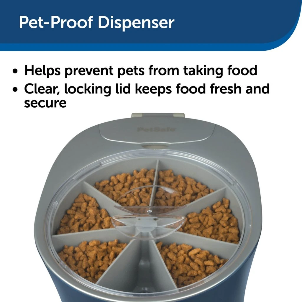 PetSafe 6 Meal Programmable Pet Food Dispenser, Automatic Dog and Cat Feeder - Dry Kibble or Semi-Moist Pet Food 4 PetSafe 6 Meal Programmable Pet Food Dispenser, Automatic Dog and Cat Feeder - Dry Kibble or Semi-Moist Pet Food - Image 2