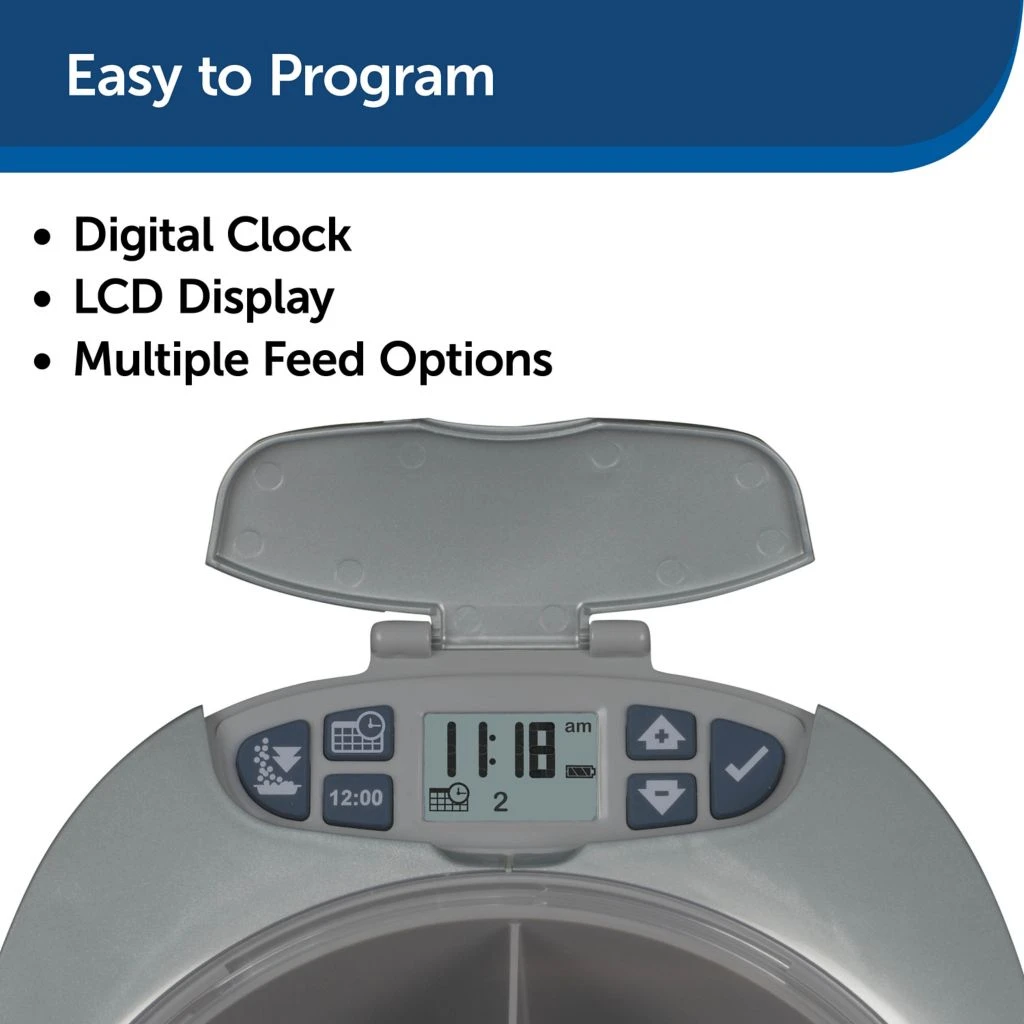 PetSafe 6 Meal Programmable Pet Food Dispenser, Automatic Dog and Cat Feeder - Dry Kibble or Semi-Moist Pet Food 5 PetSafe 6 Meal Programmable Pet Food Dispenser, Automatic Dog and Cat Feeder - Dry Kibble or Semi-Moist Pet Food - Image 3